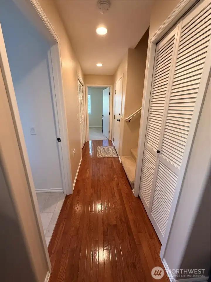 hallway on the main floor with closet