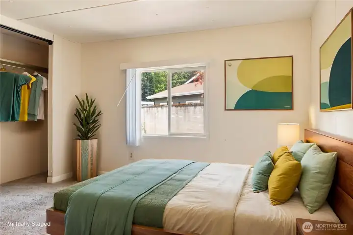 Virtually staged primary bedroom