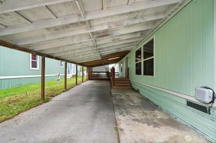 2 Car Carport with Potential for Parking 3 Cars.