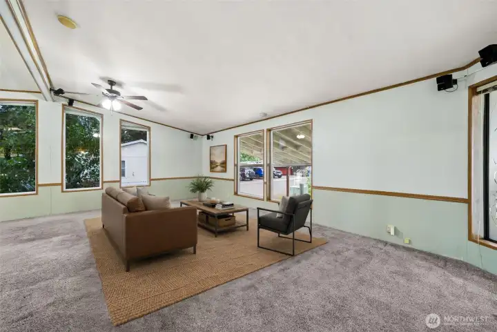 Tinted Windows in Living  Room for Extra Privacy.