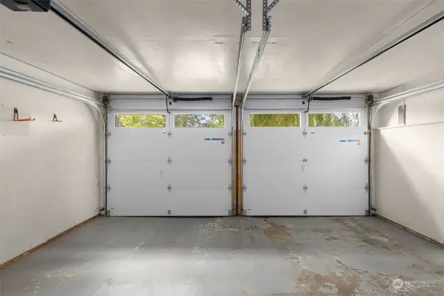 Double stall garage with new garage doors.