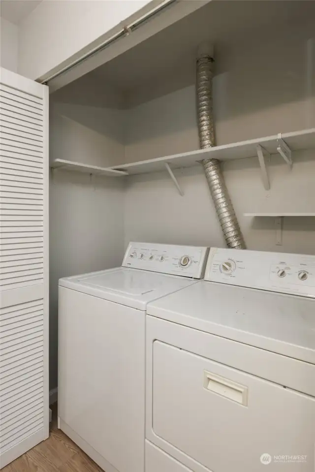 Laundry room in full bath. Washer and dryer stay.