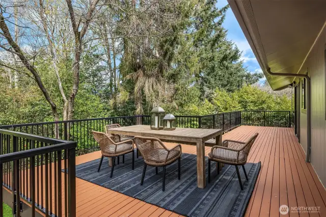 Whether you enjoy a good wine night, a summer BBQ, or a peaceful sip of coffee in the morning, this spacious deck is sure to deliver an incredible experience.