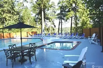 Pool is open Memorial day, ready for the swimmers or just relaxing around the pool on the loungers.Clearwood pool, kiddy pool, and jacuzzi. Life guards on duty while pool is open.