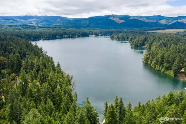 Drone shot of the lake.