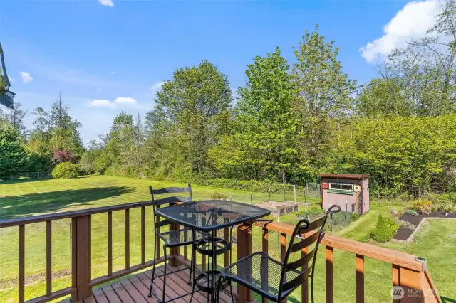 Multiple spaces to enjoy on the backyard deck