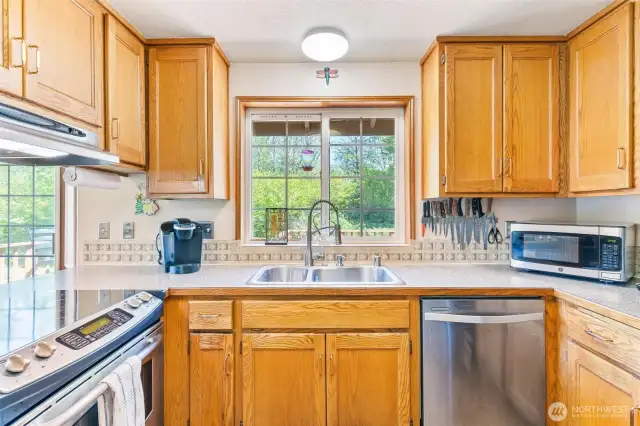 Soak in Backyard Views While Prepping Dinner or Doing Dishes