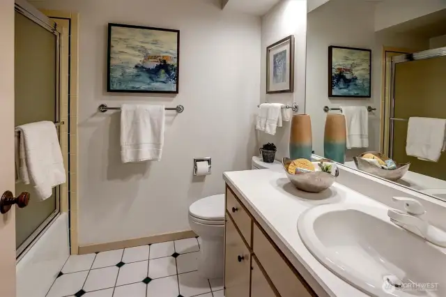 Full bath in lower level.