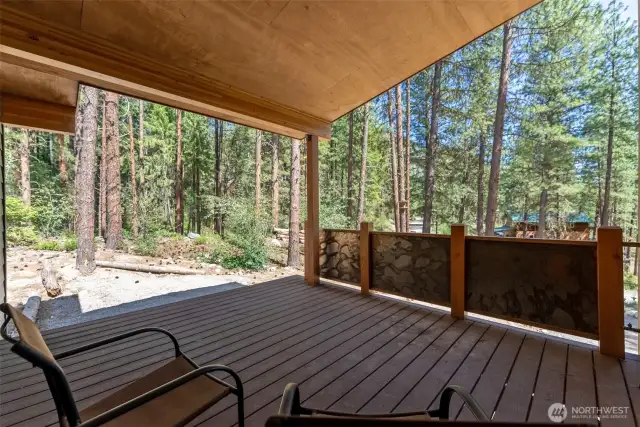 Covered patio accessed off of kitchen.  Another dining option in summertime.