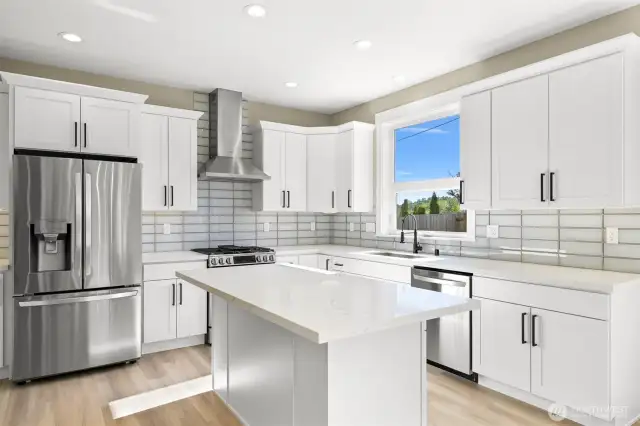 The kitchen window is west facing