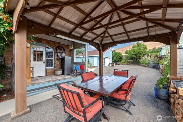 Picnic or party with easy access to the kitchen to refill the chips and salsa.