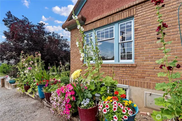 The side garden of the 1928 Tudor home. East facing and gets great morning light for your blossoms and produce.