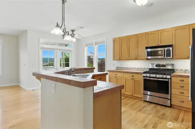 Ample counter space, quality appliances, and thoughtful design make this kitchen practical