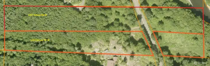 Approximate property lines shown from county website. River frontage across rd on 1357. Property between 1351 line & river is owned by Weyerhauser.