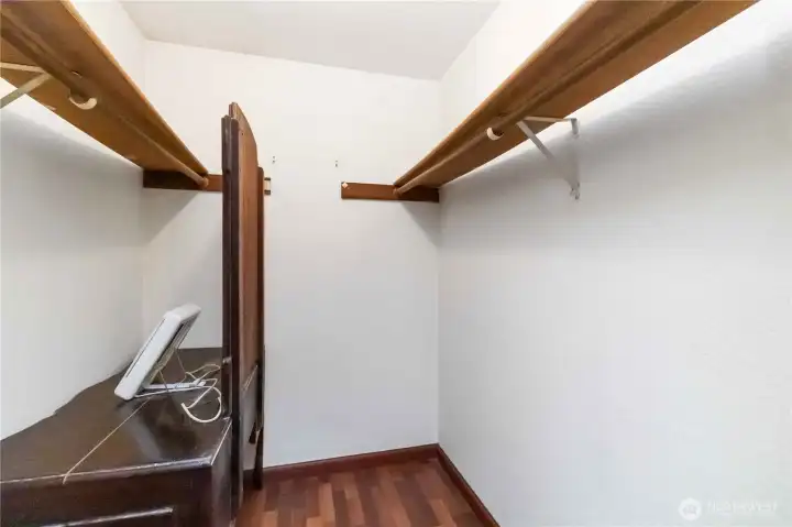 Closet in the primary bedroom