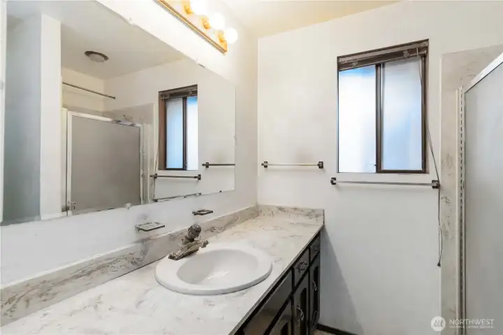 Shower in the primary bathroom