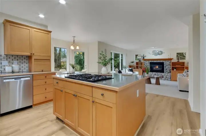 This shot is from the formal dining room looking in to the kitchen and family room.
