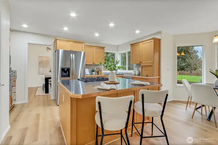 Just another angle and closer shot of the kitchen. Newer refrigerator and all appliances stay with the home!