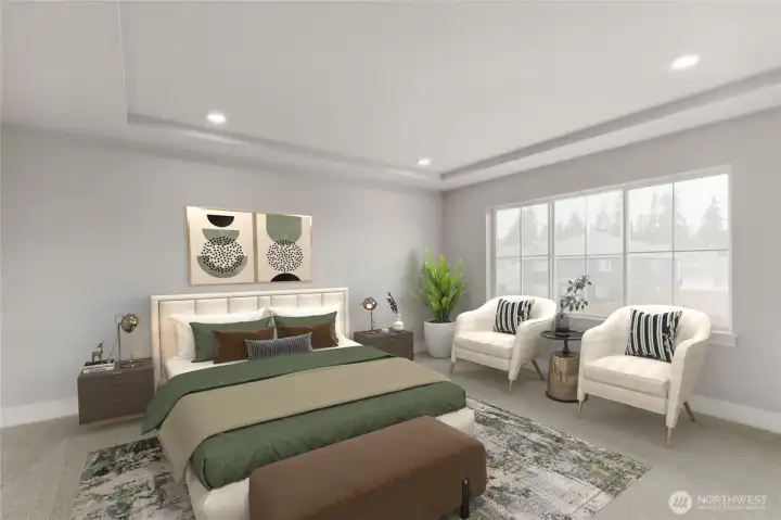 Virtually Stages Primary Bedroom - Photos are for representation only.  Features, colors and selections may differ from photograph. See site agent for details.