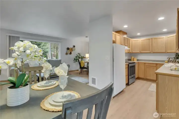 Open great room with 2 bedrooms and 1 full bath on main floor