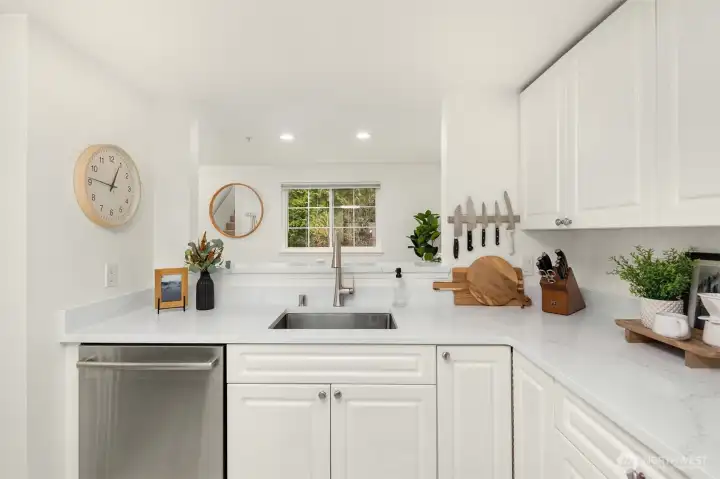 New sink and faucet in the kitchen.