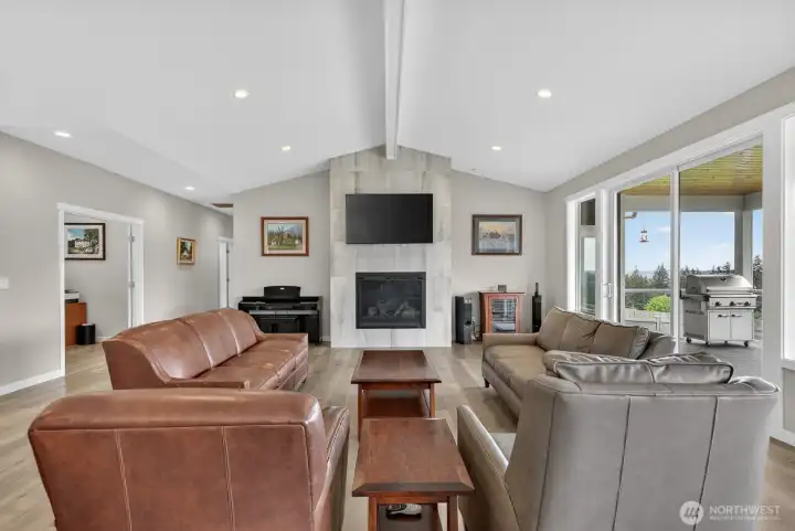 Oversided propane fireplace to curl up next to on chilly nights
