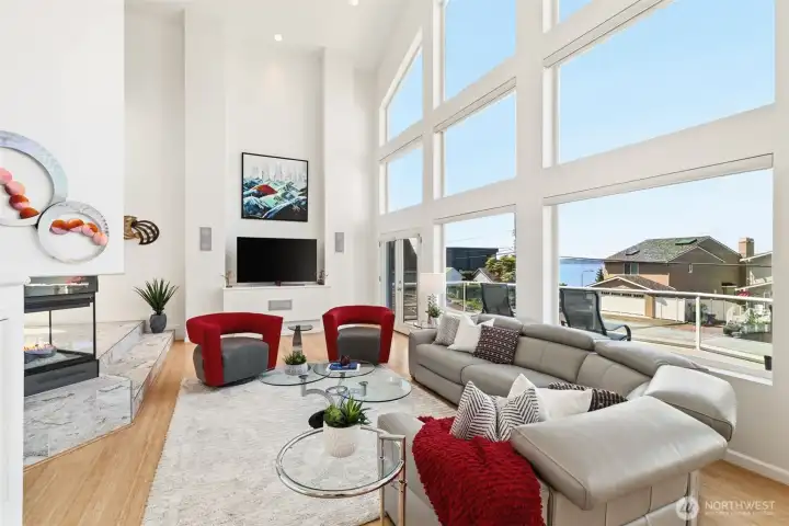 Access the large deck right from the living area/ Access the large deck right from the living area/