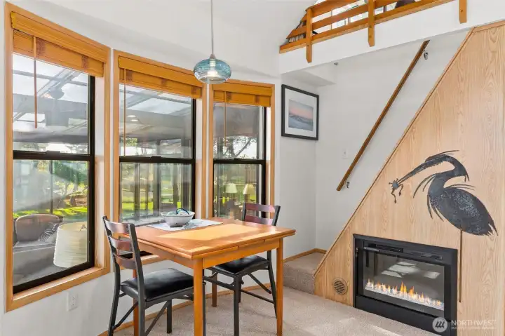 -- dining area with fireplace--
