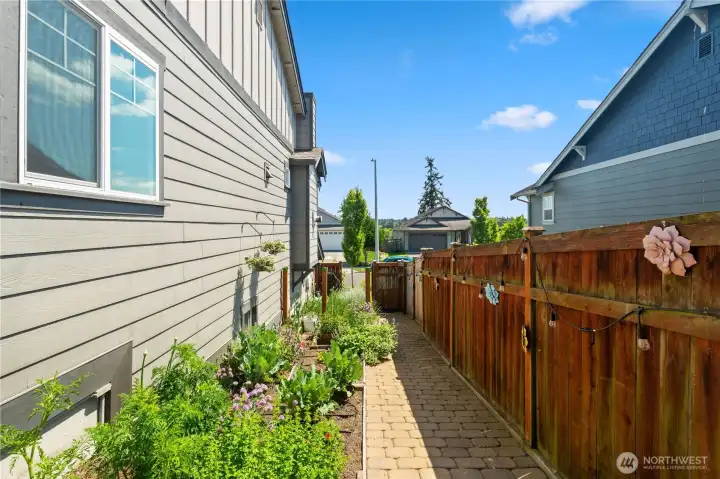 Beautiful garden space along the south sideyard
