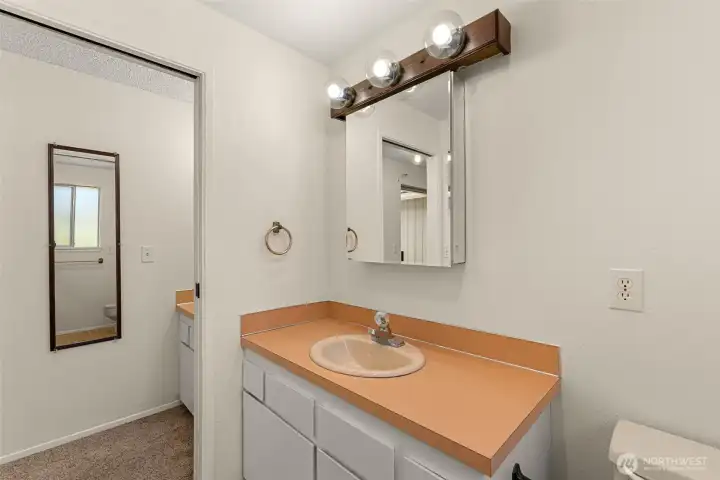 Vanity to shower Vanity to shower