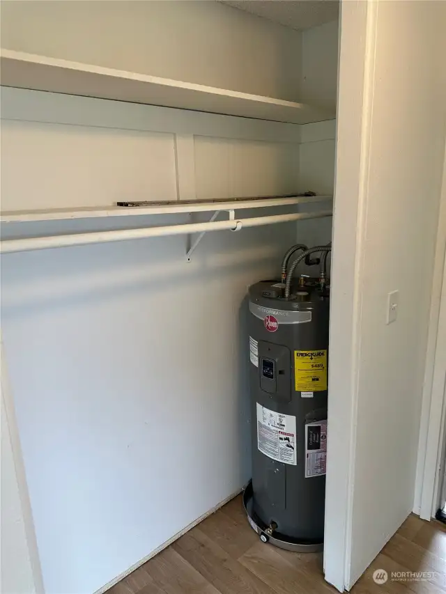 New water heater in entry closet