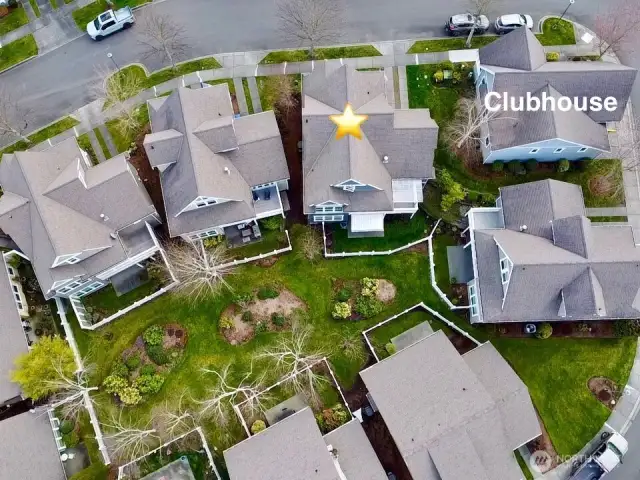 star indicates the house- community clubhouse next door