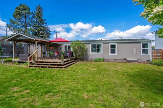 Back of the home has a huge deck