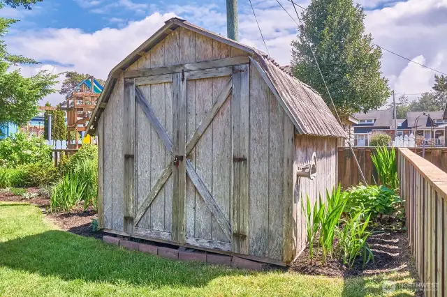 Store your bikes or kayaks in the detached shed