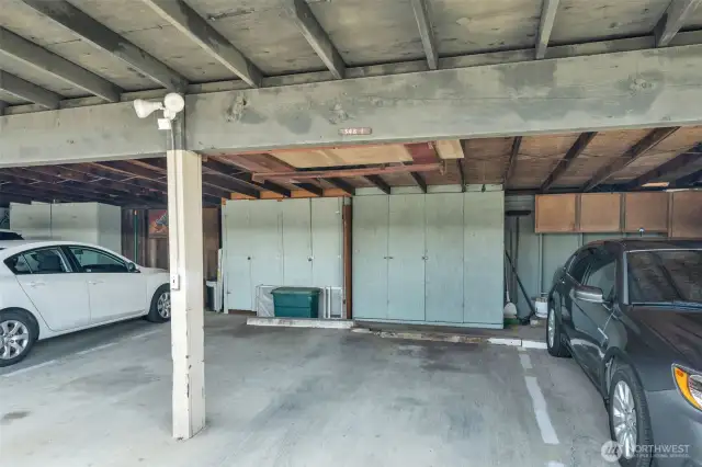Carport with storage.