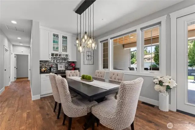 Dining area with built-in wet bar & beverage refrigerator