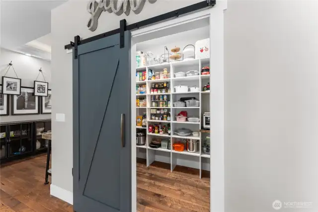 Walk-in pantry with built-in shelving