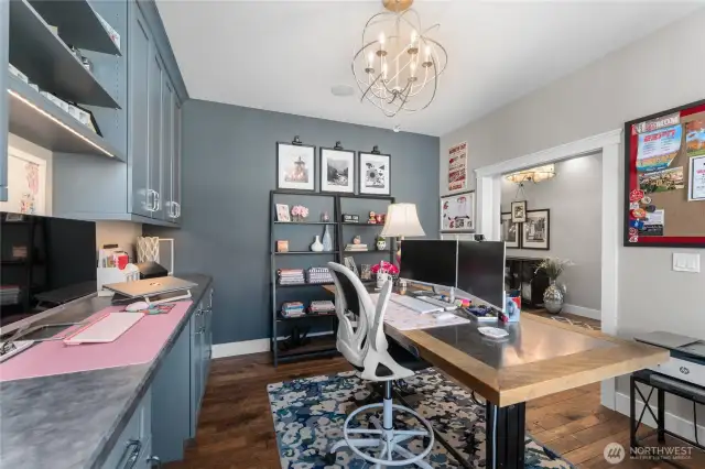 Custom built-in cabinetry in office