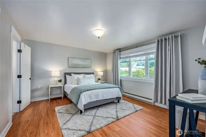 Primary bedroom off entry.