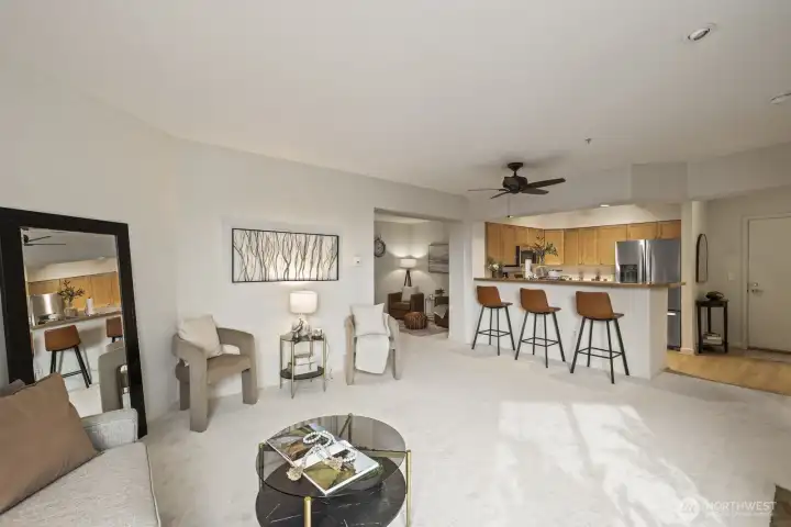 Fantastic flow between the living spaces is great for day-to-day life or for hosting groups of any size!