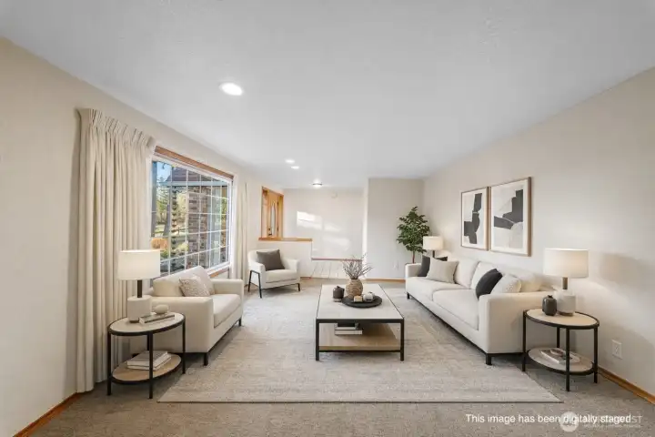 Virtually staged living room from another angle