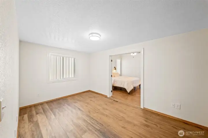 Office/den/flex room leading to the main floor primary addition has a large closet