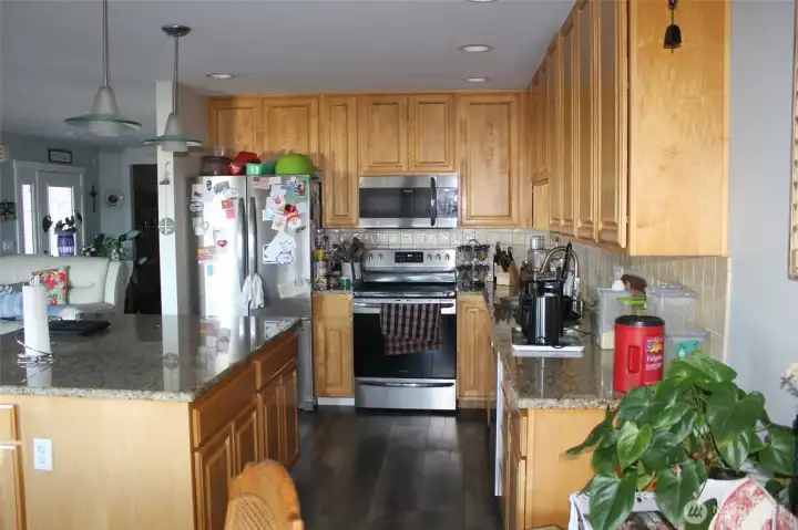 Kitchen, newer appliance large granite island