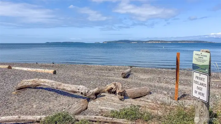 North Beach shoreline with views toward Sucia Island and across to Canada.