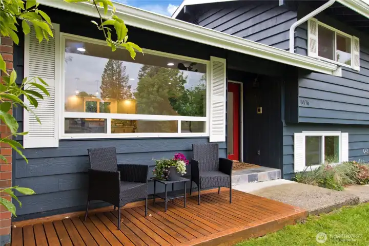Front deck and entrance.