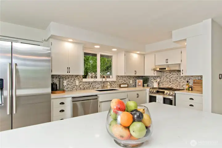 Kitchen and island