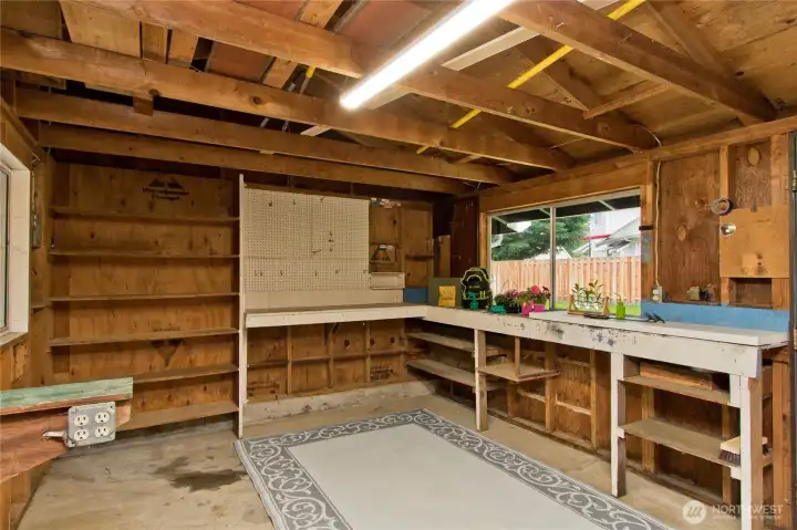 Interior of the garden shed/shop area.
