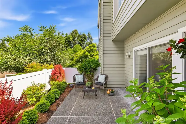 Attractive, low-maintenance outdoor retreat with privacy fencing and beautiful landscaping. Attractive, low-maintenance outdoor retreat with privacy fencing and beautiful landscaping.