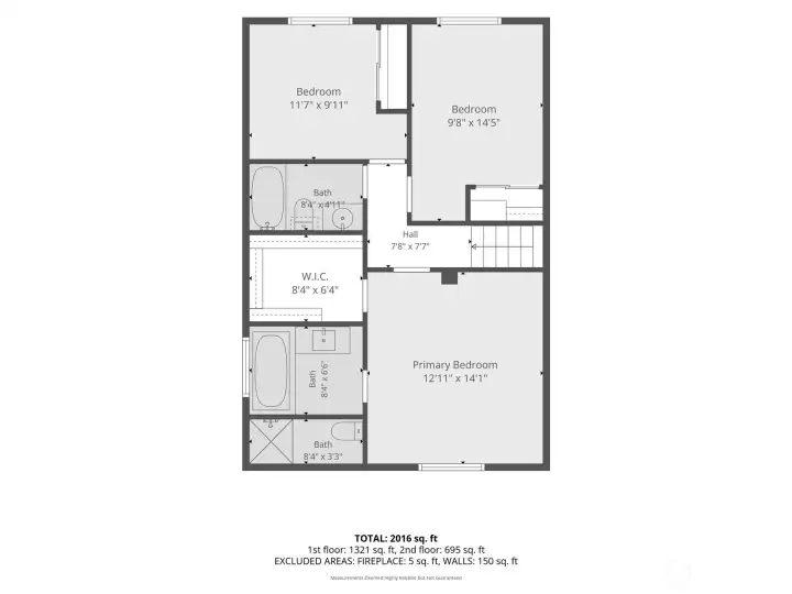 2nd level Floorplan with measurements