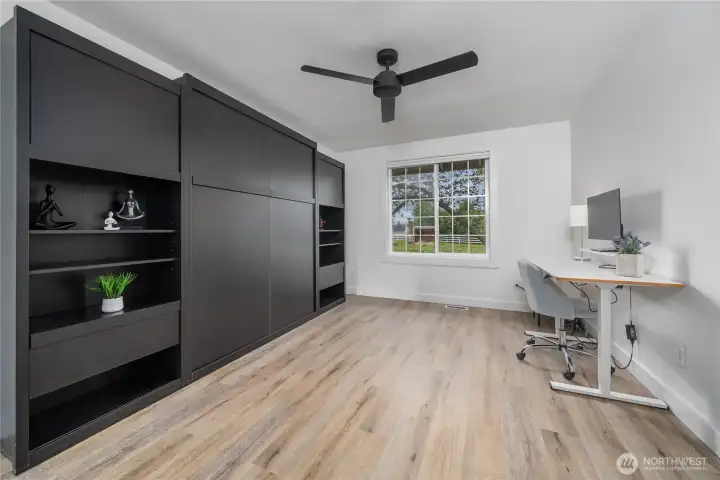 Murphy bed included in the downstairs bedroom/ Office.
